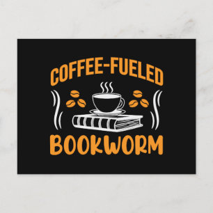 Cute Funny Coffee Fuelled Bookworm  Postcard