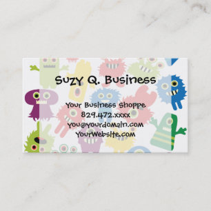 Cute Funny Colourful Monsters Pattern Business Card