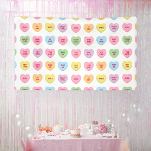 Cute funny conversation hearts party backdrop banner