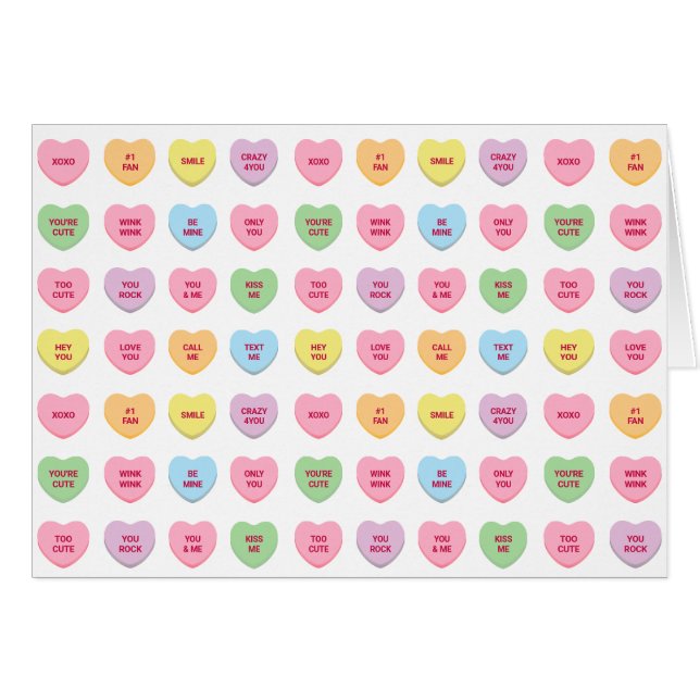 Cute funny conversation hearts Valentines Day card (Front Horizontal)