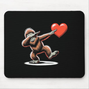 Cute Funny Cool Bigfoot Dabbing Heart Valentines D Mouse Pad