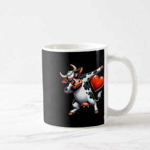 Cute Funny Cool Cow Dabbing Heart Valentines Day Coffee Mug