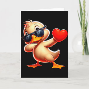Cute Funny Cool Duck Dabbing Heart Valentines Day  Card