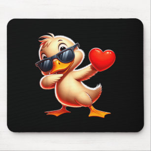 Cute Funny Cool Duck Dabbing Heart Valentines Day  Mouse Pad
