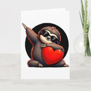 Cute Funny Cool Sloth Dabbing Heart Valentines Day Card