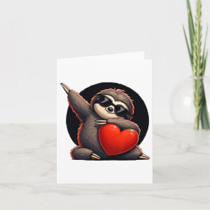 Cute Funny Cool Sloth Dabbing Heart Valentines Day Card
