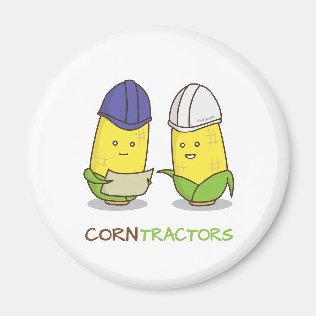 Cute Funny Corn Contractors Punny Humour Magnet (Front)