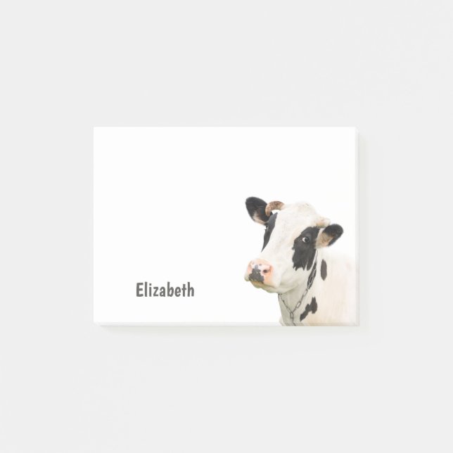 Cute Funny Cow Personalised Name Post-it Notes (Front)