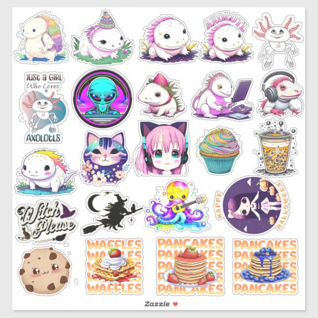 Cute Funny Crafting Axolotl, Kawaii (Sheet)