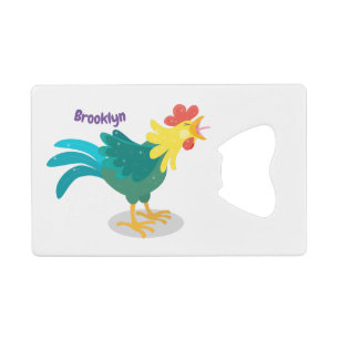 Cute funny crowing rooster cartoon illustration