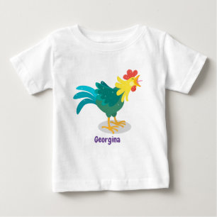 Cute funny crowing rooster cartoon illustration baby T-Shirt
