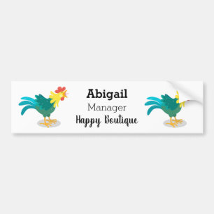 Cute funny crowing rooster cartoon illustration bumper sticker