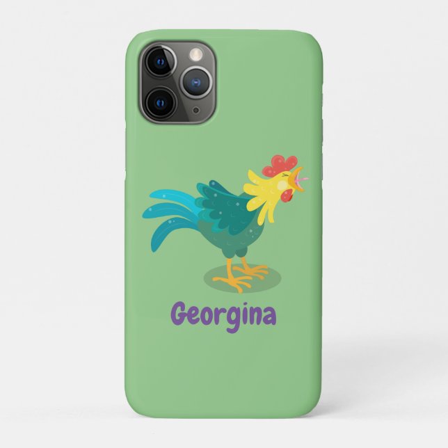 Cute funny crowing rooster cartoon illustration Case-Mate iPhone case (Back)