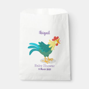 Cute funny crowing rooster cartoon illustration favour bag