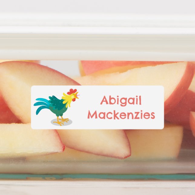 Cute funny crowing rooster cartoon personalised (Affixed)