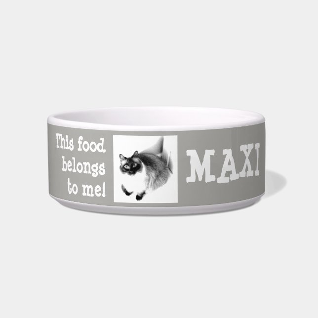 Cute Funny Custom Pet Photo & Pet Name Bowl (Front)