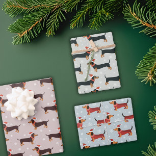 Cute Funny Dachshund Dogs Pet Christmas Holiday  Wrapping Paper Sheet