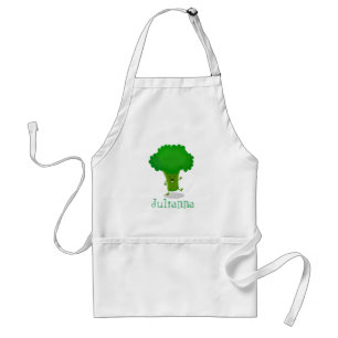 Cute funny dancing broccoli cartoon illustration standard apron