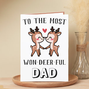 Cute Funny Deer Buck Wonderful Dad Birthday Thank You Card