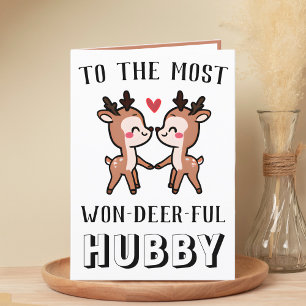 Cute Funny Deer Buck Wonderful Husband Birthday Thank You Card