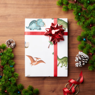 Cute Funny Dinosaur Birthday Party Wrapping Paper