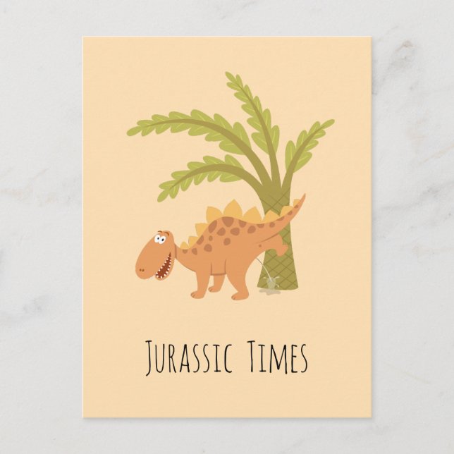 Cute Funny Dinosaur Dino Peeing Jurassic Fern Postcard (Front)