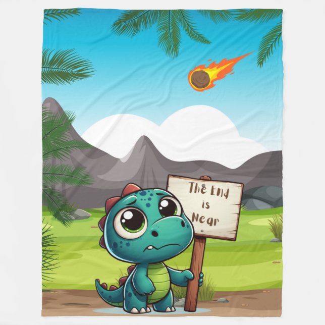 cute, funny dinosaur fleece blanket (Front)