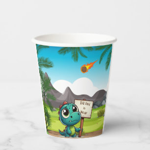 cute, funny dinosaur paper cups