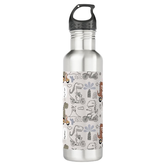 Cute Funny Dinosaur Pattern  710 Ml Water Bottle (Front)