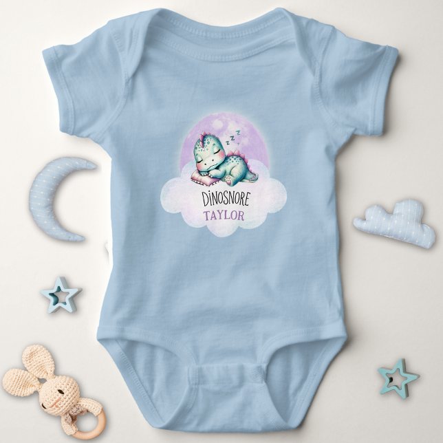 Cute Funny Dinosaur Personalised Name Unisex PJs  Baby Bodysuit (Creator Uploaded)