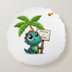 cute, funny dinosaur round cushion