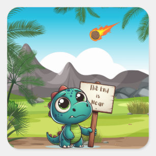 cute, funny dinosaur square sticker