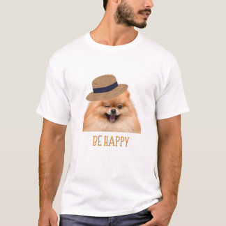 Cute Funny Dog Be Happy Typography Graphic T-Shirt