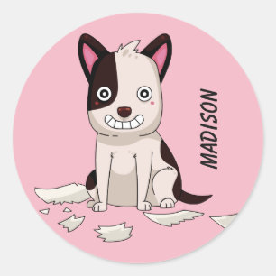 Cute & Funny Dog custom name & colour stickers