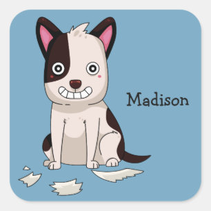 Cute  & Funny Dog custom name & colour stickers