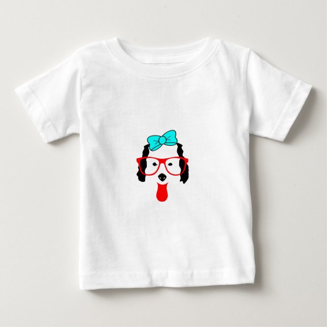 Cute Funny Dog Head Drawing Baby T-Shirt (Front)
