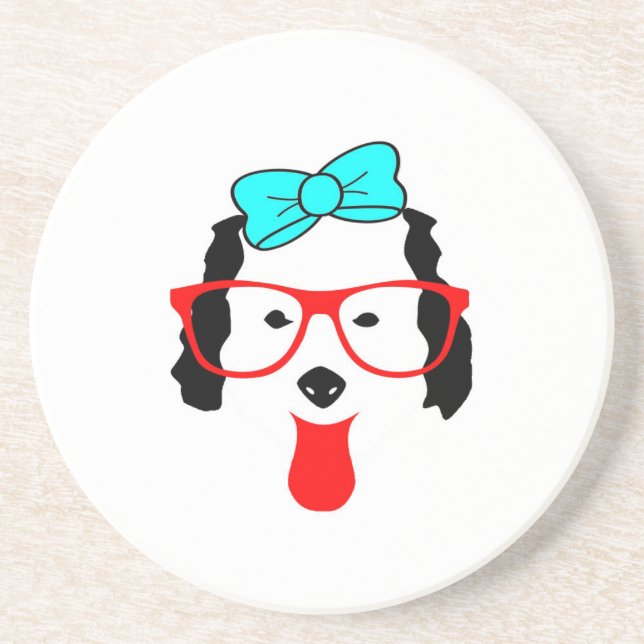 Cute Funny Dog Head Drawing Coaster (Front)