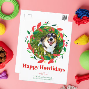 Cute Funny Dog Photo Happy Howlidays Christmas Postcard