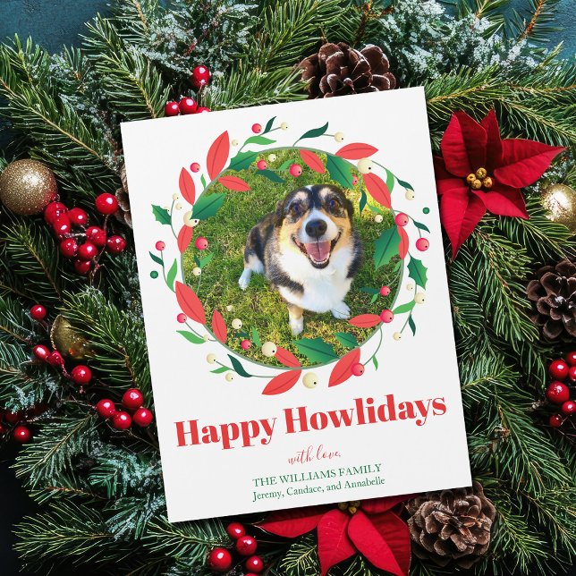 Cute Funny Dog Photo Happy Howlidays Magnet Card (Creator Uploaded)