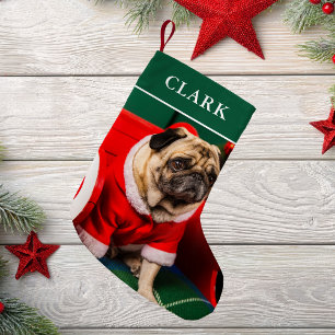 Cute Funny Dog Puppy Pet Photo Name Festive Small Christmas Stocking