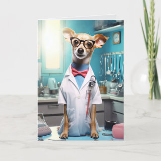 Cute Funny Dog Working as a Doctor Folded Card