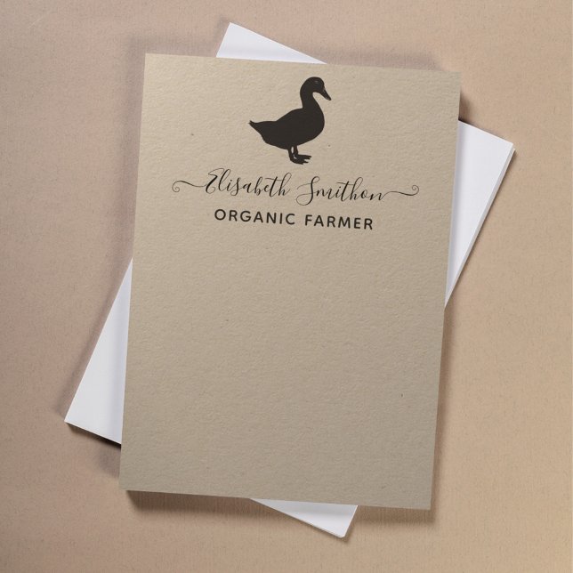 Cute Funny Duck Organic Market Personal Stationery Card (Creator Uploaded)