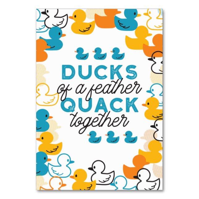 Cute Funny Ducks Puns Quote Table Number (Front)