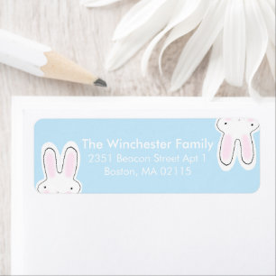 Cute funny Easter bunnies light blue white address Return Address Label