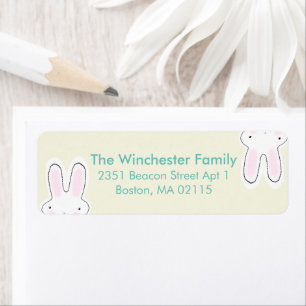 Cute funny Easter bunnies teal cream address Return Address Label
