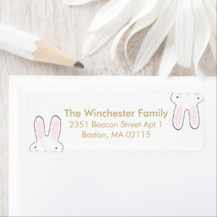 Cute funny Easter bunnies white gold address  Return Address Label