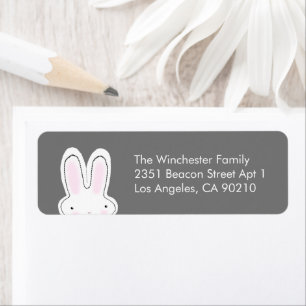 Cute funny Easter bunny charcoal grey address Return Address Label