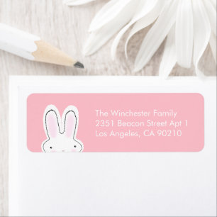 Cute funny Easter bunny pastel pink address Return Address Label