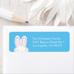 Cute funny Easter bunny sky blue modern address Return Address Label