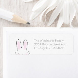 Cute funny Easter bunny white grey address Return Address Label